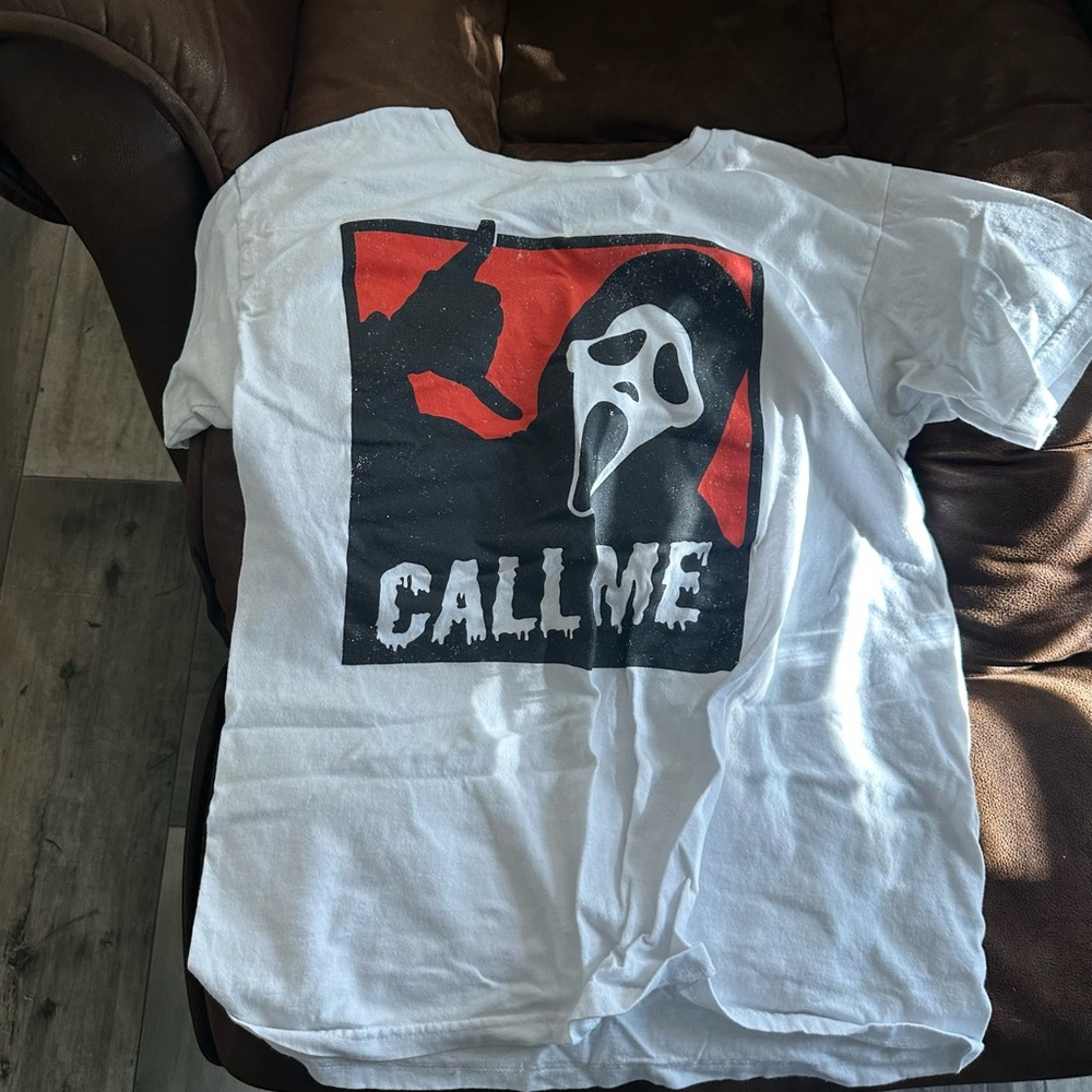 White Graphic Tee with Scream Print